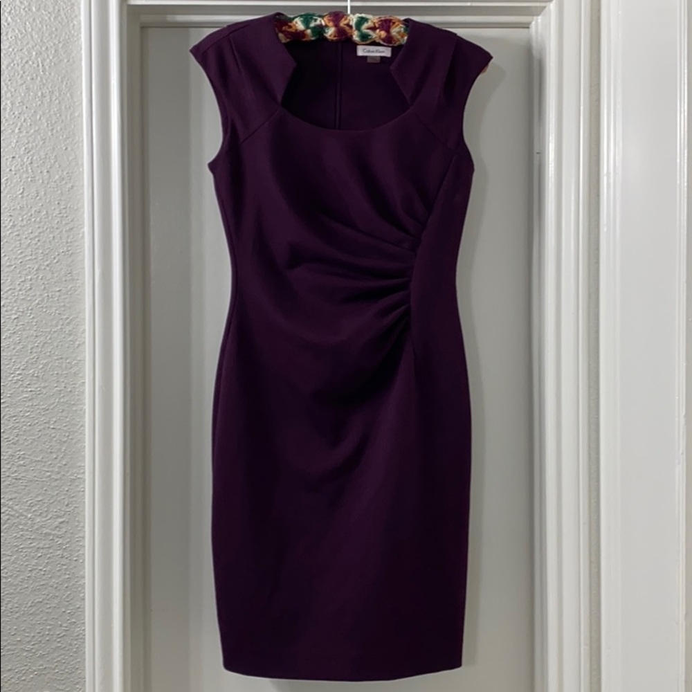 Knee length Calvin Klein eggplant dress
